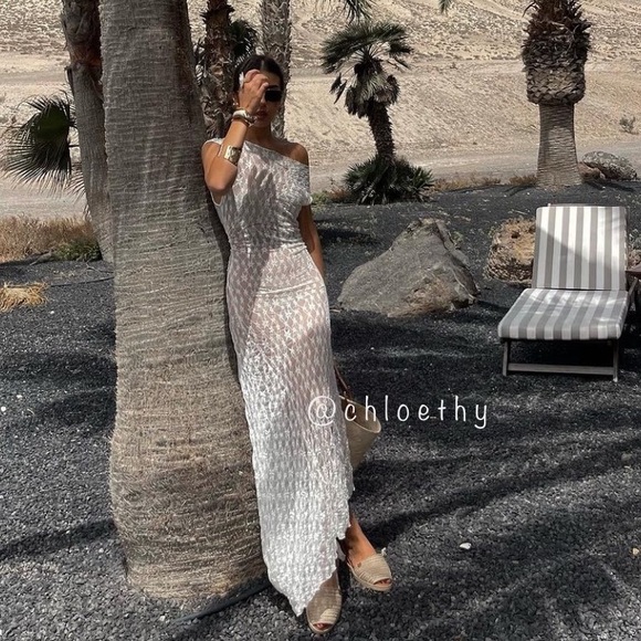 Zara LONG ASYMMETRIC LACE DRESS - Picture 10 of 16